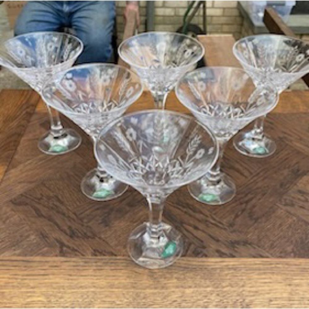 Stephanie By Shannon Godinger Lead Crystal Martini Goblet Set of 7 NWT